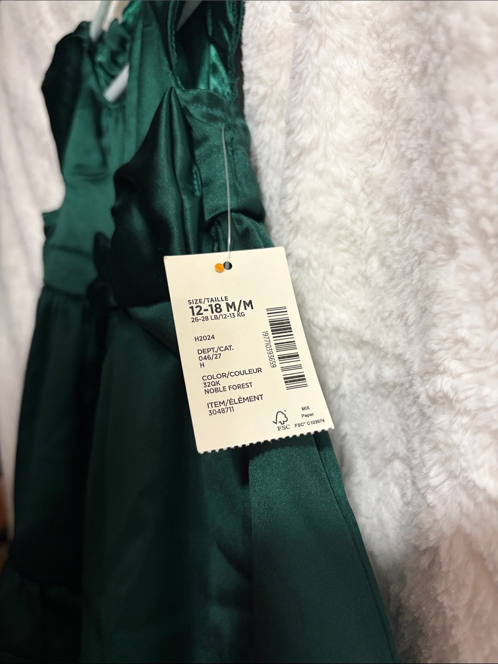 Gymboree Dark Green Satin Bow Party Dress 12-18m - Picture 2 of 3